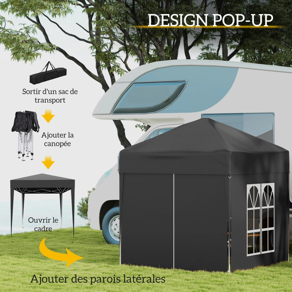 Tendone da giardino pieghevole regolabile in altezza protezione UV ¨C Zephmum ¨C 200x200x200 cm nero