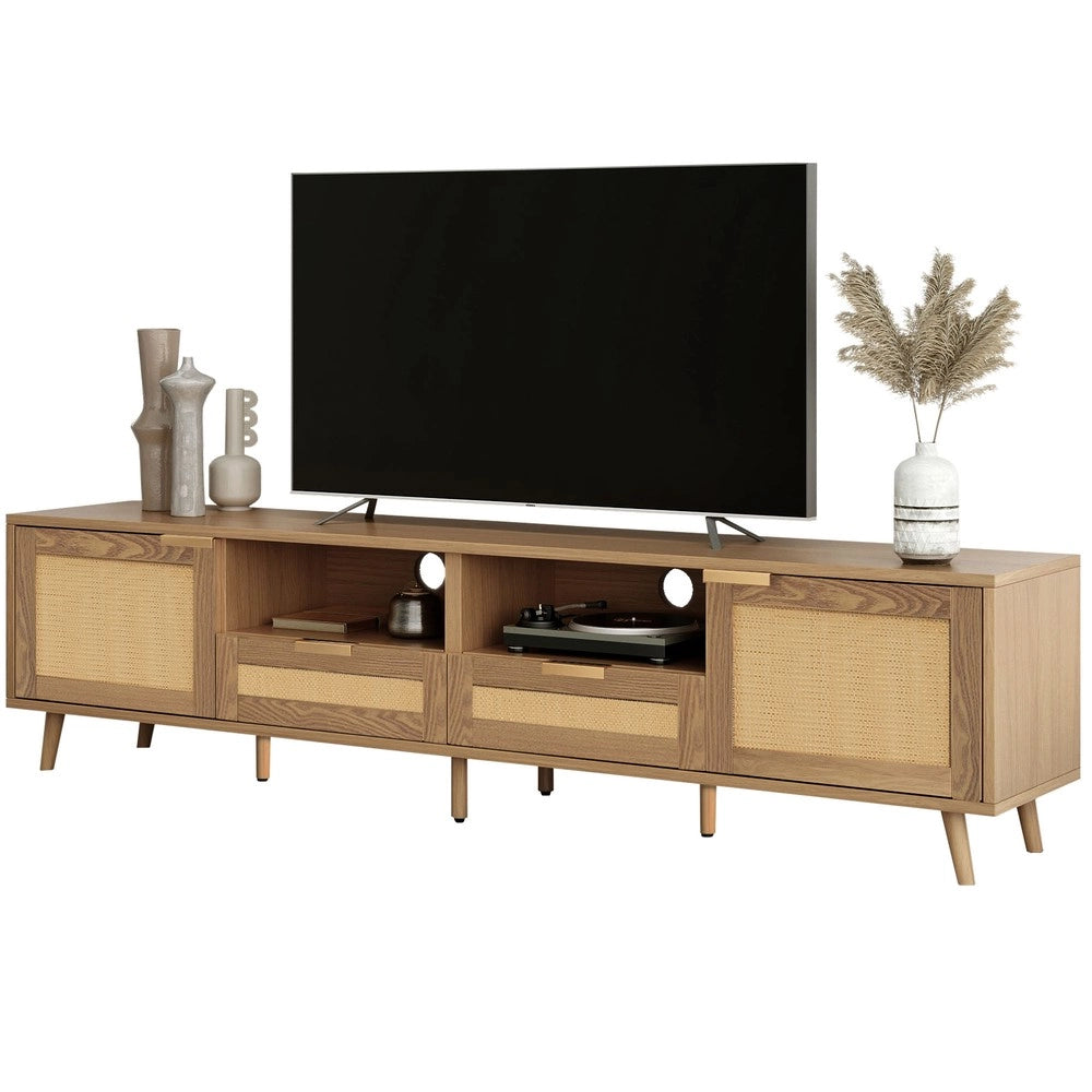 Mobile TV in Legno Massello e Rattan ¨C Xylo ¨C 200x37x49 cm