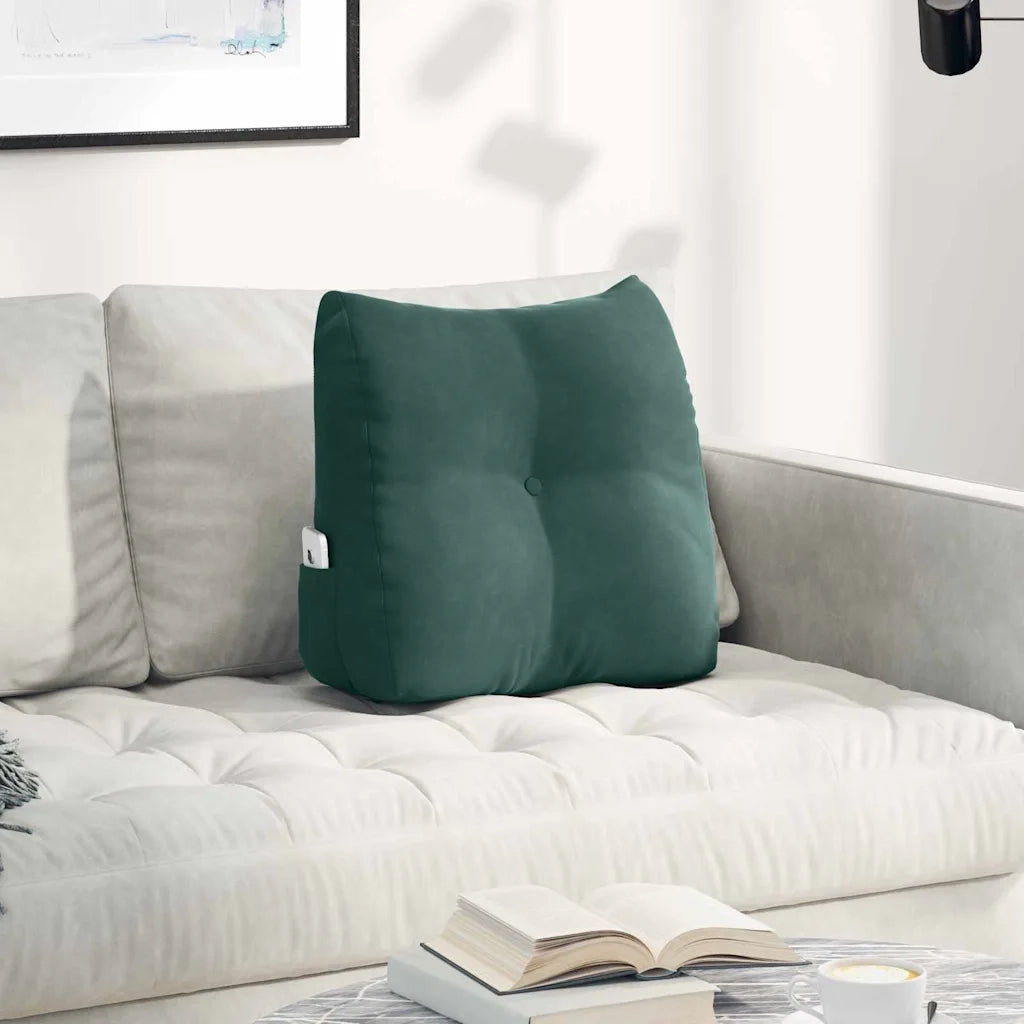 Cuscino per Schiena | Cuscino dorsale Verde Scuro 45 x 24 x 50 cm Velluto