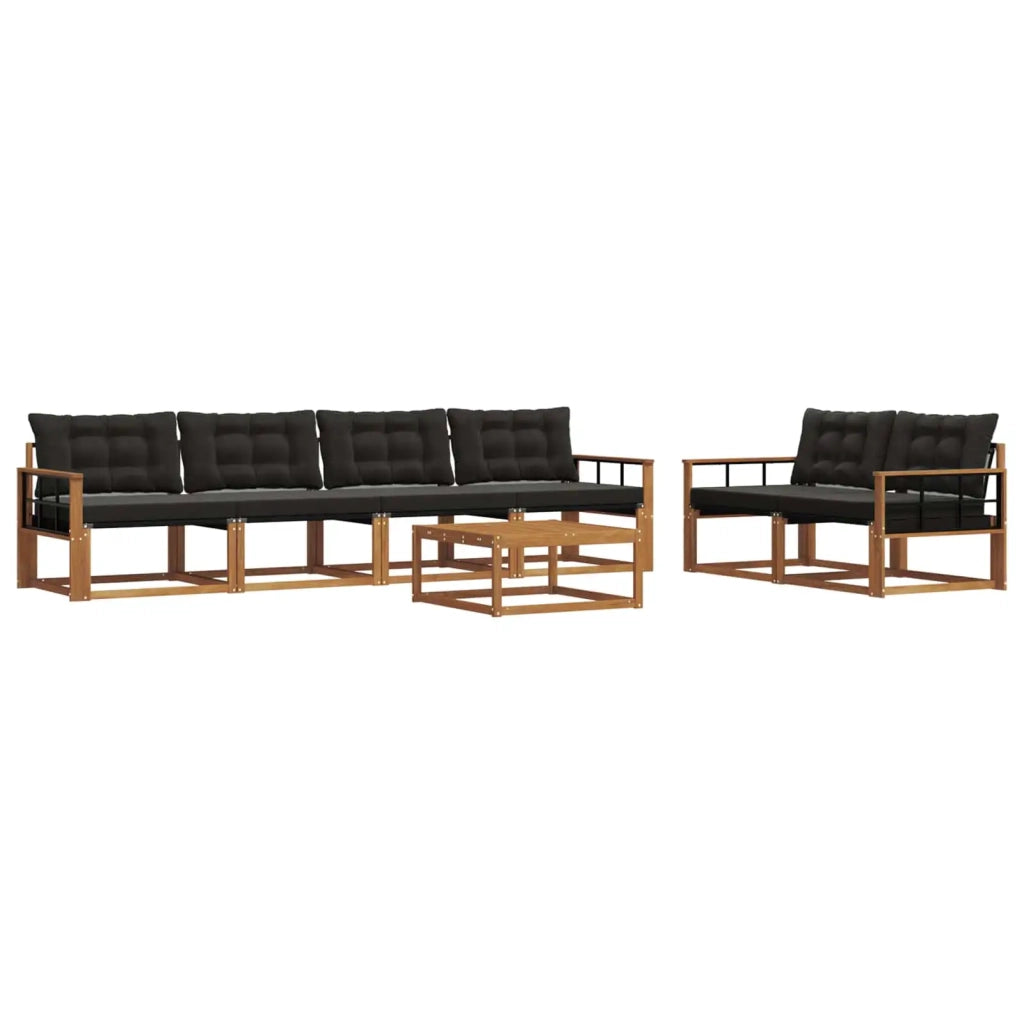 Set di divani da esterno con cuscino 7 pcs Naturale e Nero 3369223