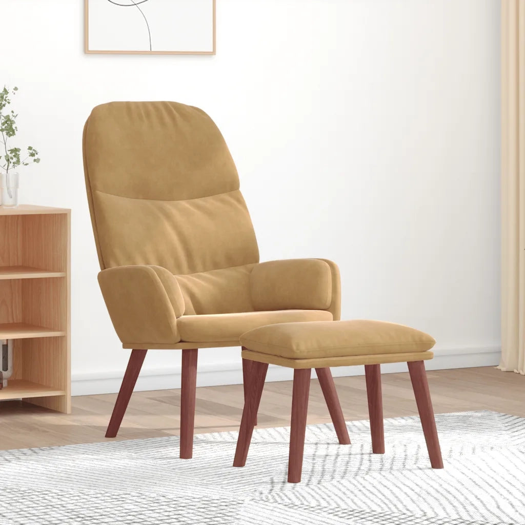 Poltrona Relax con Poggiapiedi Marrone in Velluto 3315124