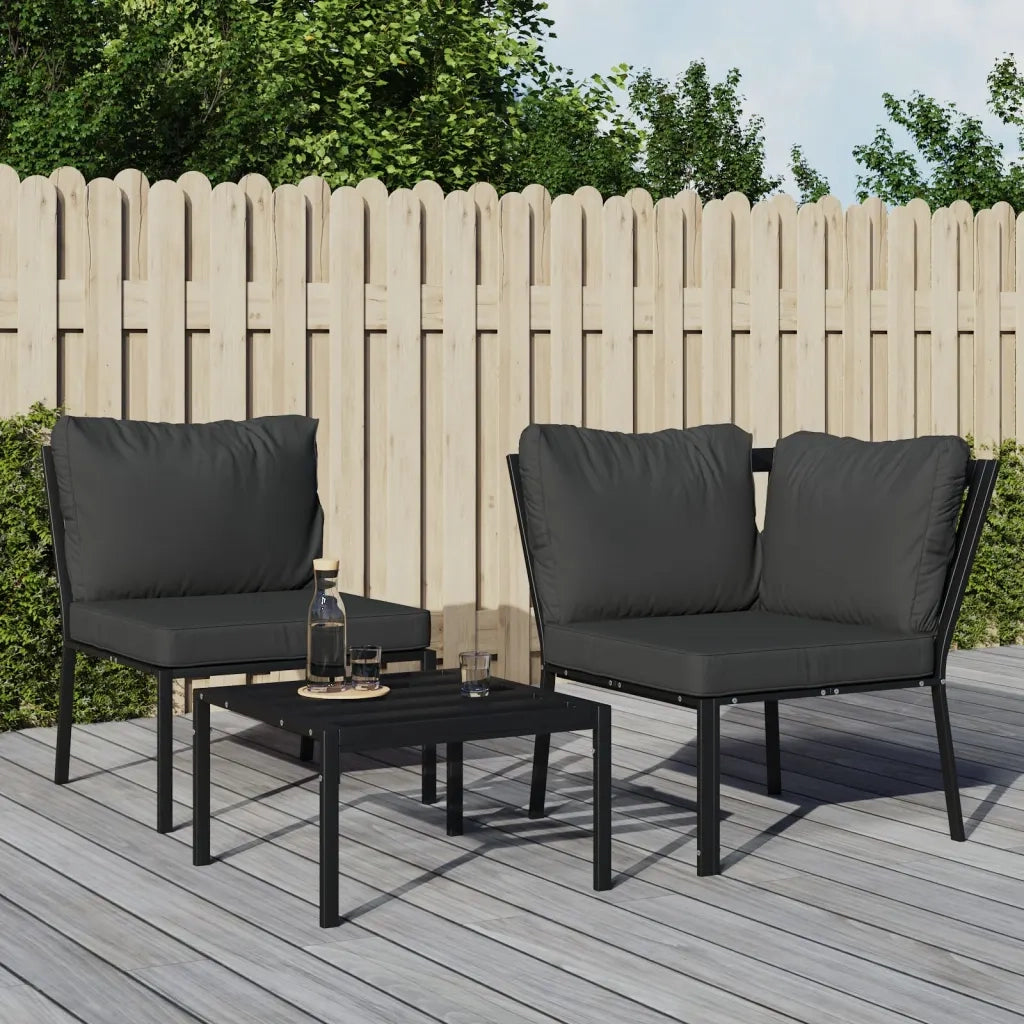 Sedia da patio-Sedia da Giardino con Cuscini Grigi 76x76x79 cm Acciaio