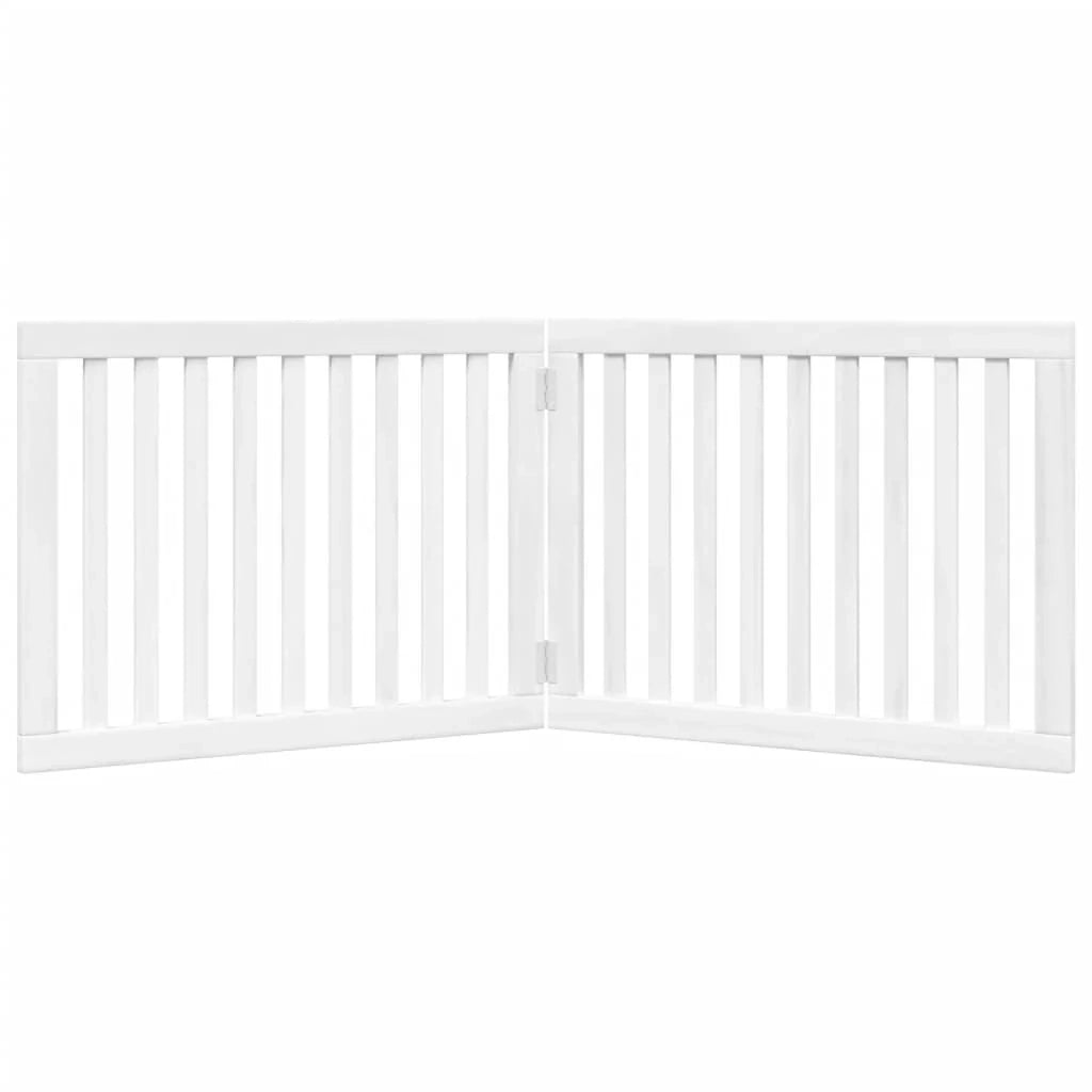 Cancelletto di sicurezza pieghevole per cani a 2 pannelli 160 cm legno di pioppo bianco 02_0023038