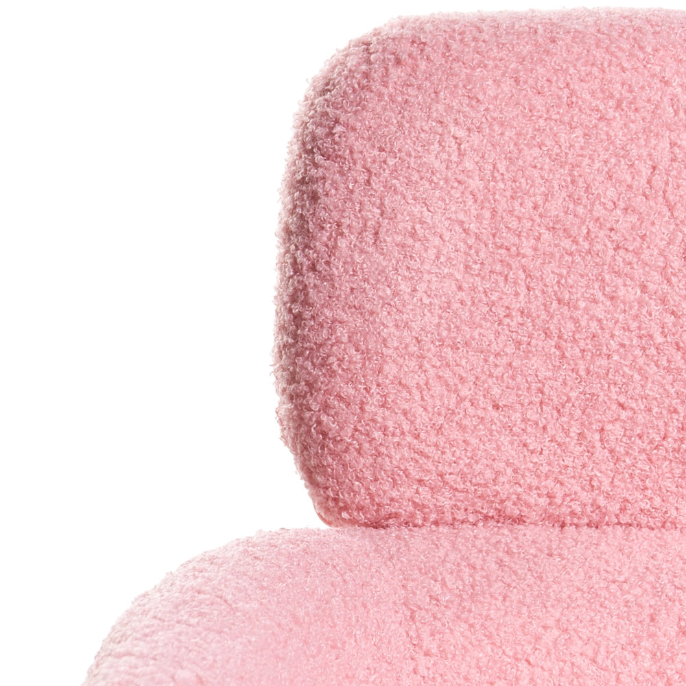 Sedia girevole da ufficio rosa bouclé regolabile in altezza, per l'ufficio domestico