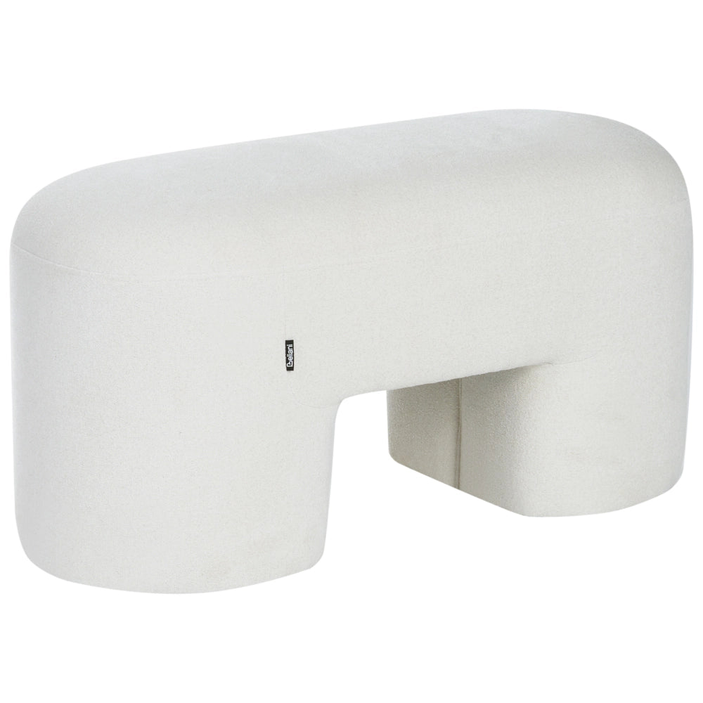 Panchina Bianco Boucle da salotto o camera da letto con gambe larghe in stile moderno