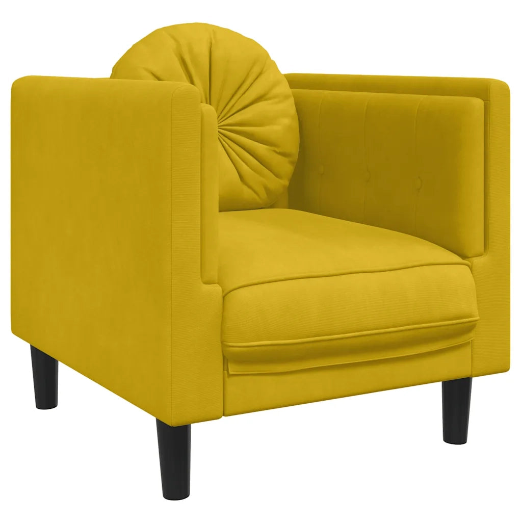 Divano Sedia-Poltrona con Cuscino Giallo in Velluto