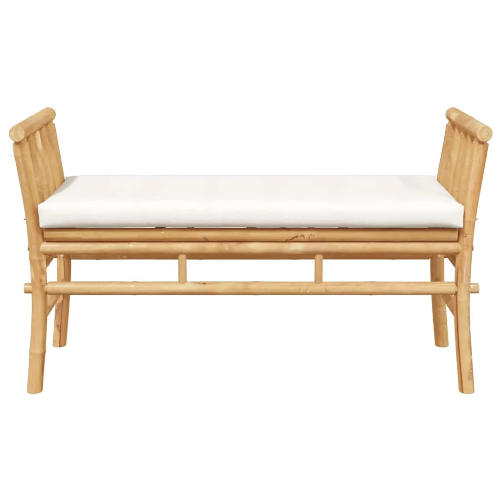 Panchina da Giardino | Panca da Giardino con cuscino Marrone 110 x 38 x 65cm Bamb¨´