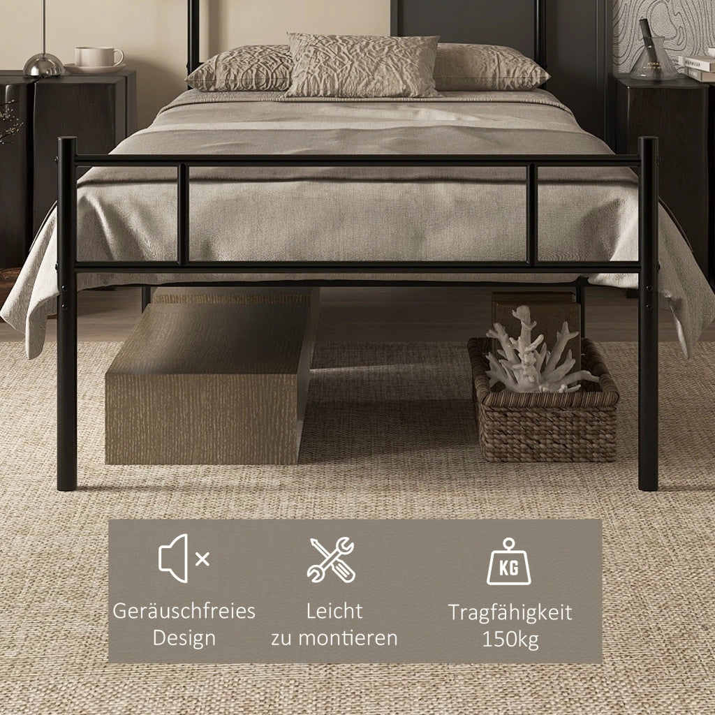 Letto in metallo con rete a doghe ¨C zephmum ¨C nero 90x200 cm