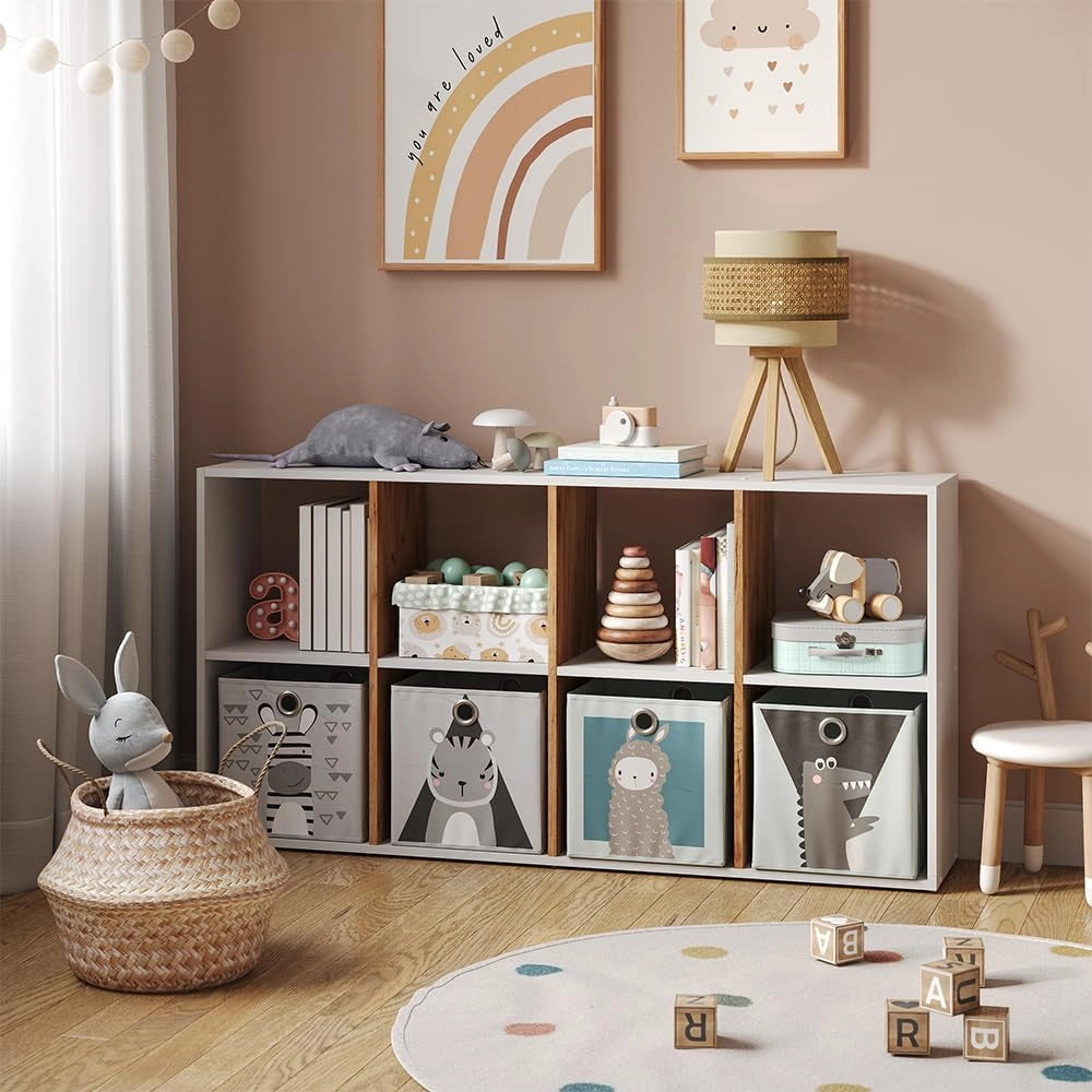 Scaffale Scutum, Rovere bianco/dorato, 143 x 72 cm, per l’utilizzo come divisorio o come libreria aperta