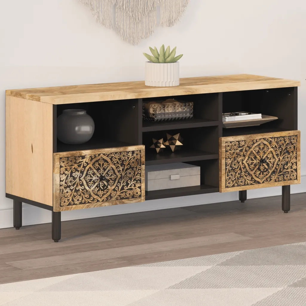Mobile TV | Armadietto TV | Mobile Porta TV 100x33x46 cm in Legno Massello di Mango