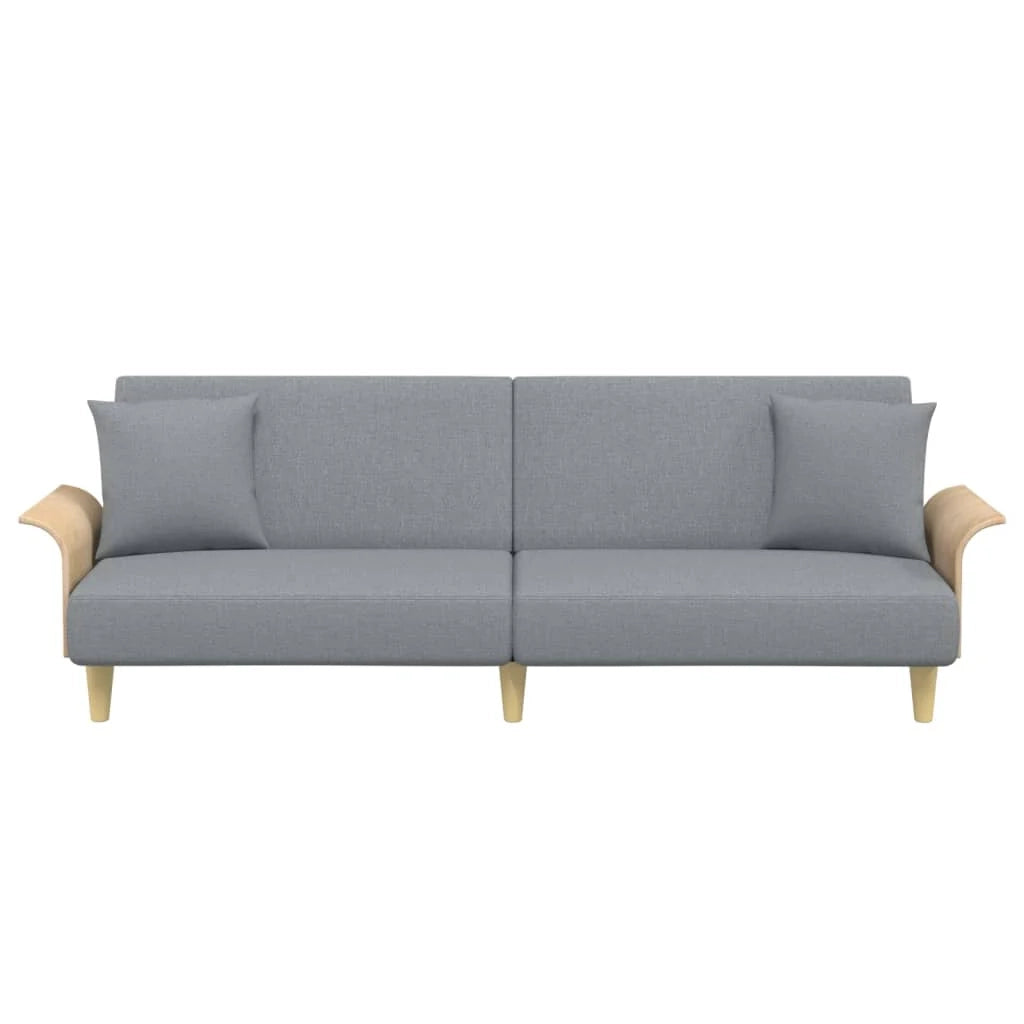Divano letto con braccioli 224 x 89 x 70 cm tessuto grigio chiaro 02_0021007