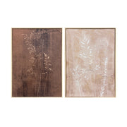 Dittico di tele incorniciate Hispanohogar stampa e pittura marrone e rosa 72x52