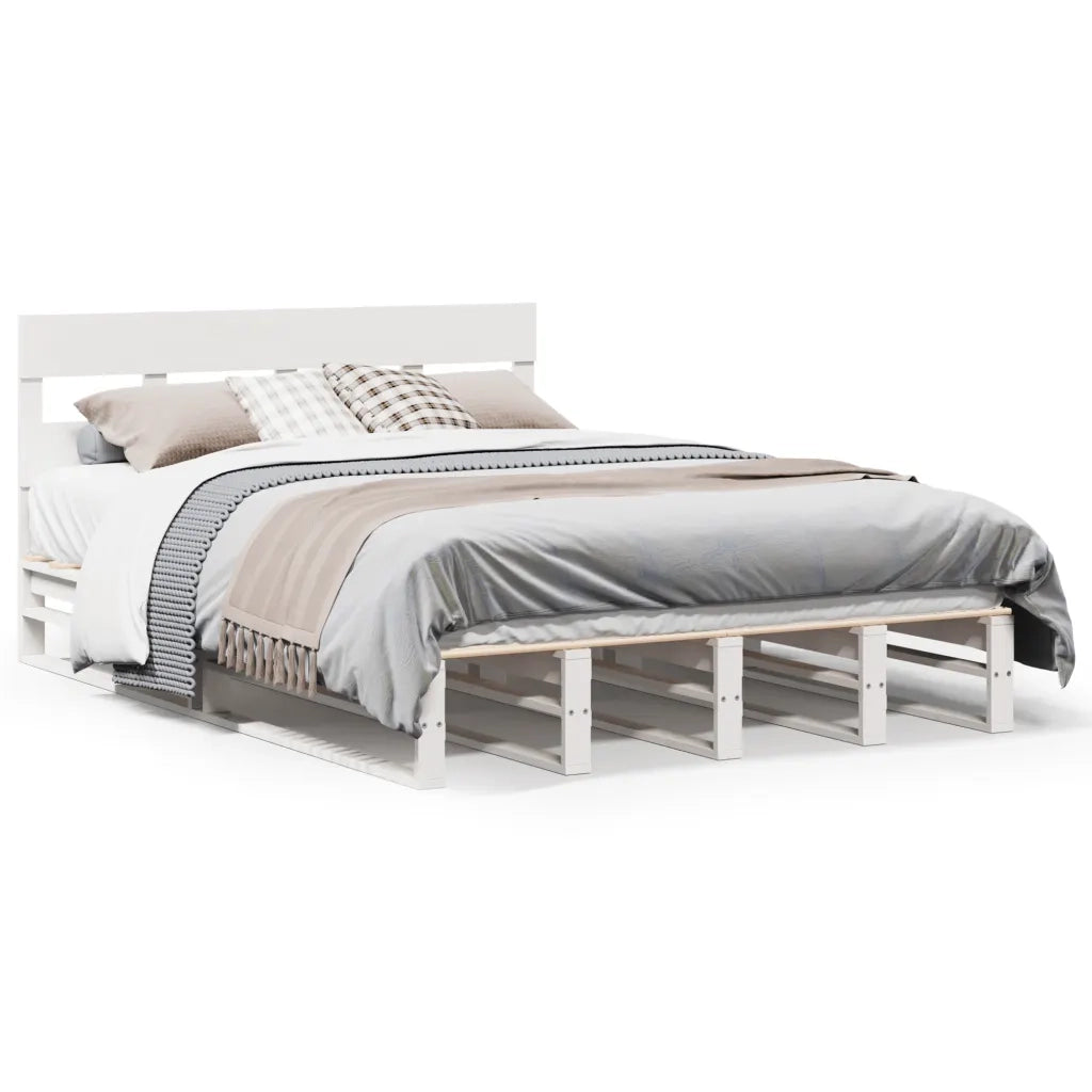 Letto senza Materasso Bianco 120x200 cm Legno Massello di Pino 3302292