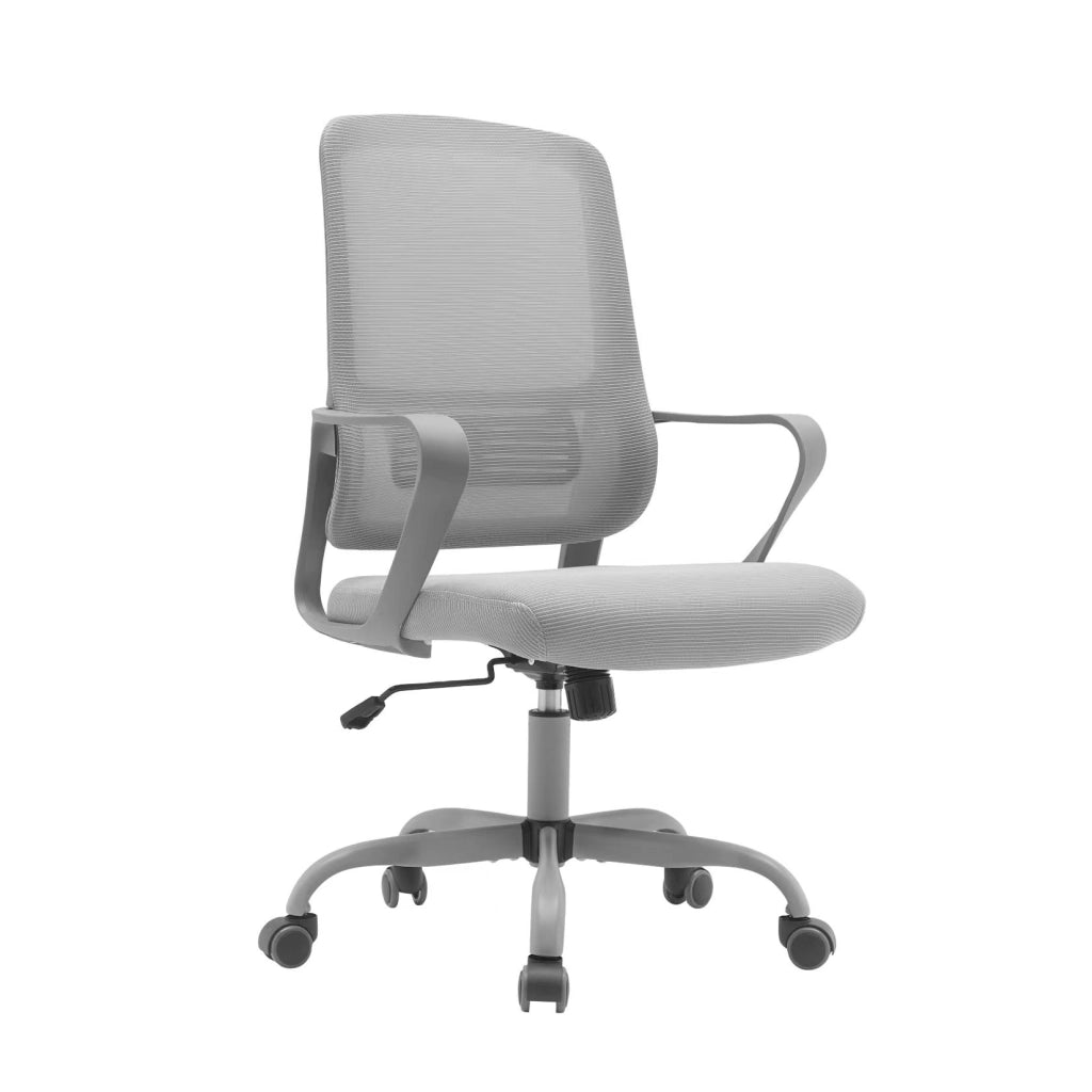 Sedia studio Hispanohogar regolabile in altezza tessuto e rete grigio 109x59x56