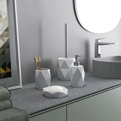Portascopino bagno d'appoggio bianco Gedy serie Dalia in ceramica