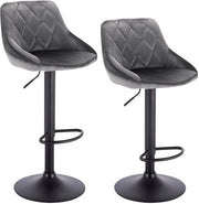 Set di due sedie con schienale regolabile - Sedile in velluto - Poggiatesta regolabile - Schienale in velluto - Set da 2 - Sedie con schienale - Poggiatesta - Materiale in pelle - Velluto sedile - Regolabile con sostegno per gambe - Velluto grigio scuro