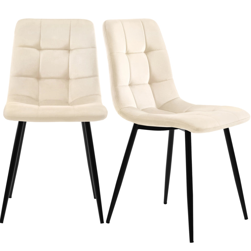 Sedie da Pranzo Set 4 Pezzi Imbottite ¨C MINIMAL ¨C Velluto Beige con Schienale, Gambe in Metallo