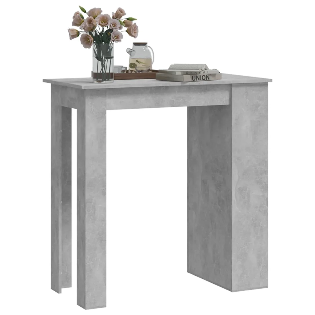 Tavolino da Bar con Portaoggetti Grigio Cemento 102x50x103,5 cm 809471