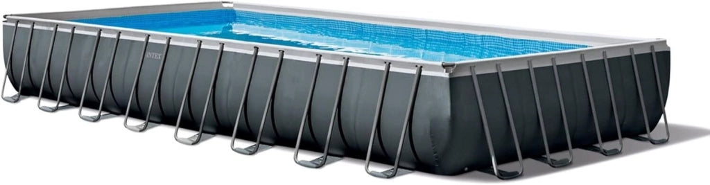 Intex 26374NP Piscina Fuori Terra Ultra XTR Frame Rettangolare Pompa Filtro 10500 L-h Scaletta Telo Base e Copertura 54368 L Acciaio e PVC Grigio 975x488x132 cm 975x488x132 cm Rettangolare