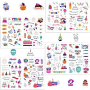 Stickers di compleanno - 4 vel felici sticker di compleanno per album di foto e libri degli ospiti