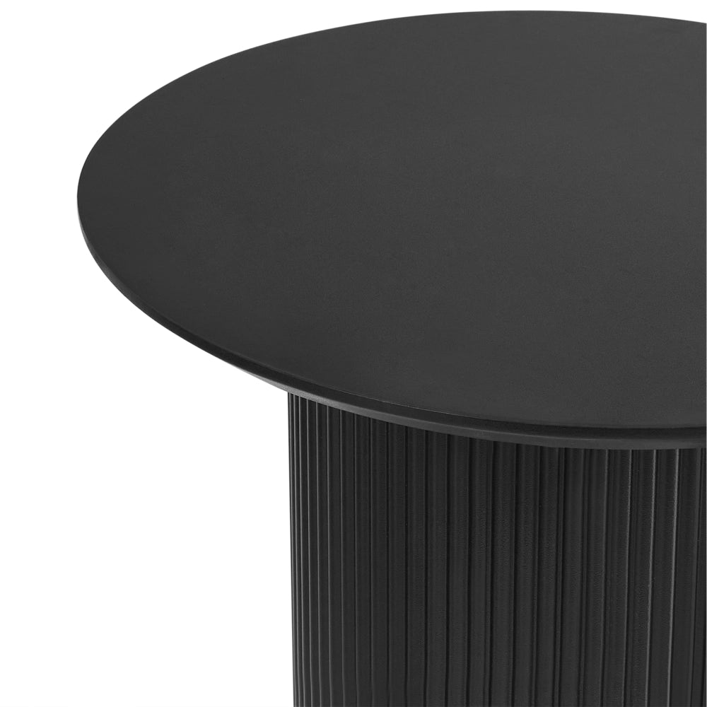 Tavolino Nero Piano in MDF Base in metallo ø 50 cm Design moderno Soggiorno