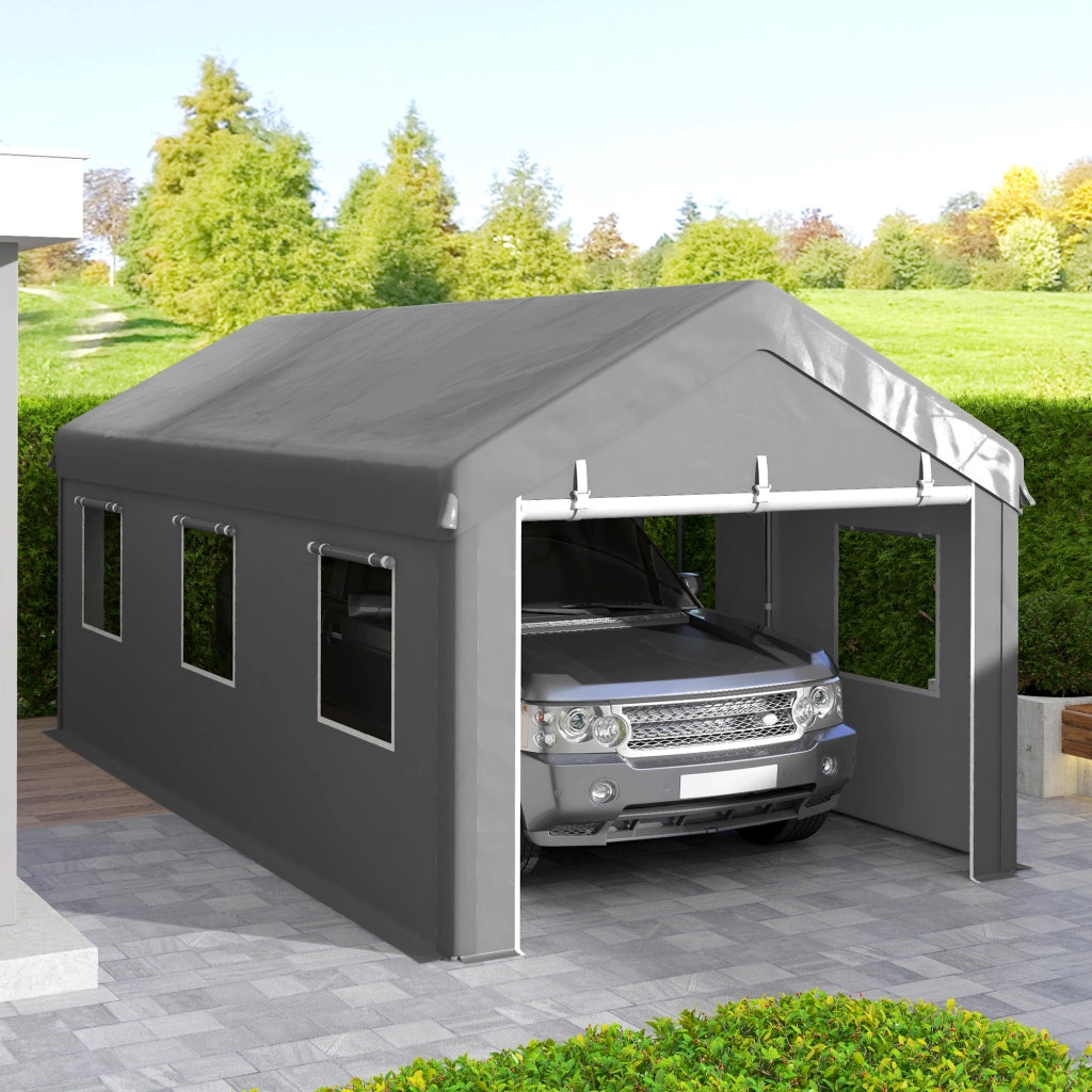 Tenda Garage Carport ¨C Zephmum ¨C 6x2.95x2.78 m Acciaio Grigio