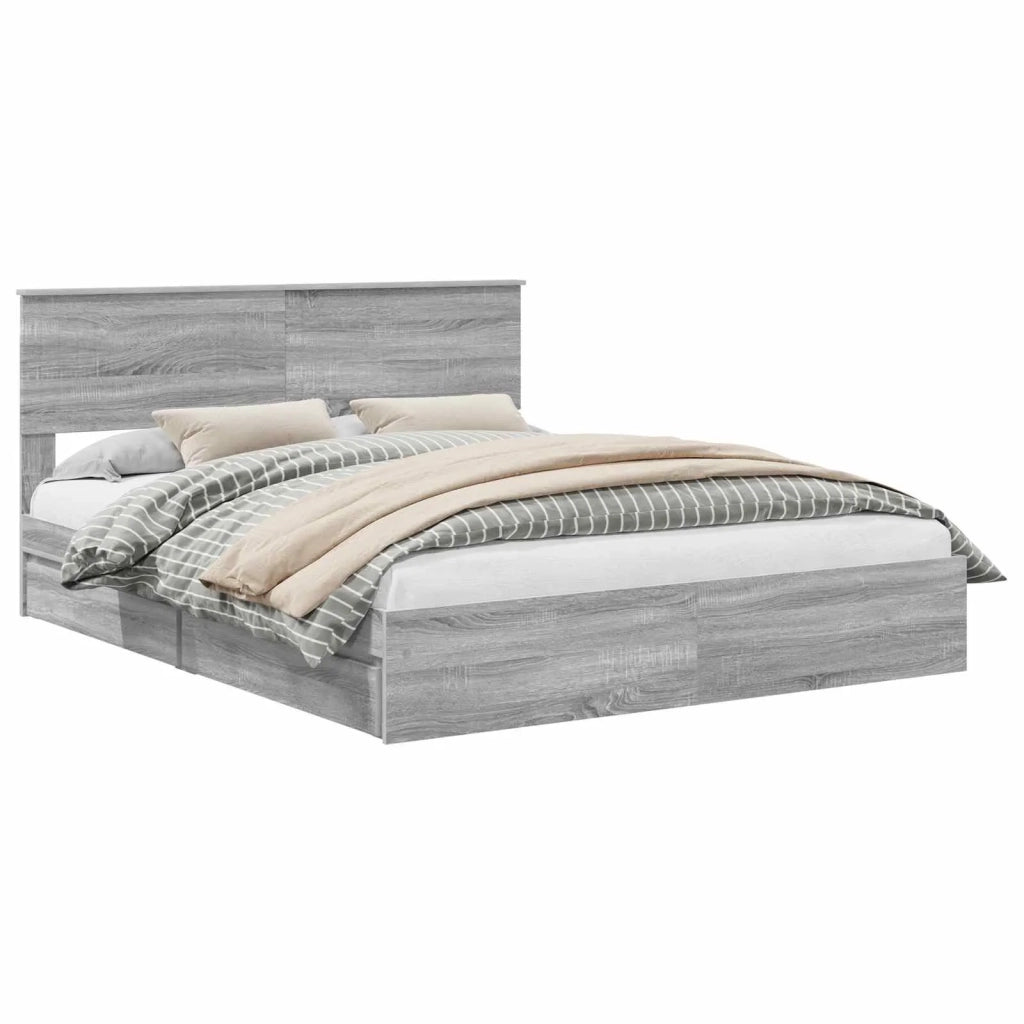Letto con Contenitore con testiera Grigio Sonoma 160 x 200 cm