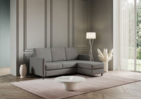 Divano 3 Posti con Pouf 198x155x85 cm Karay in Tessuto Grigio
