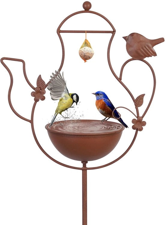 Vassoio per Uccelli in Ferro Battuto, Bevanda per Uccelli, Becco per Uccelli, Ciotola per Uccelli, Bevanda per Uccelli, Vogliera per Uccelli in Ferro Battuto, Decorazione per Giardino, Giardino