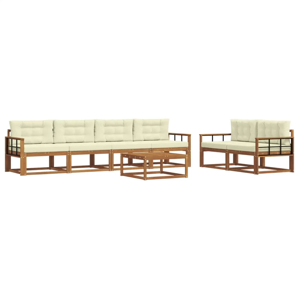 Set di divani da esterno con cuscino 7 pcs Naturale e Crema