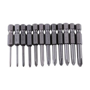 Set di Bit per Trapano a Maggiore di 12 pezzi, tipo Ph00, con Asta a 1/4 Pollici e Testa a Maggiore Magnetica