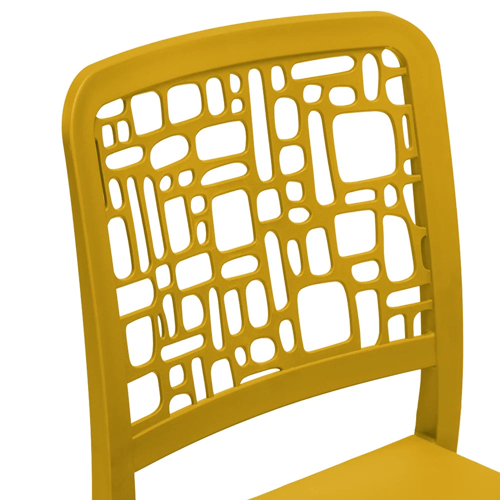 Sedia in polipropilene MEDEA, impilabile, resistente ai raggi UV, design moderno, ideale per sala da pranzo, cucina, sala d’attesa, bar, ristoranti o giardino, colore Senape