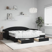 Divano Letto Estraibile con Cassetti Nero 90x190 cm in Velluto 3197388