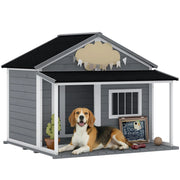 Cuccia per Cane con Veranda ¨C Zephmum ¨C Grigio e Bianco 124x112x105 cm