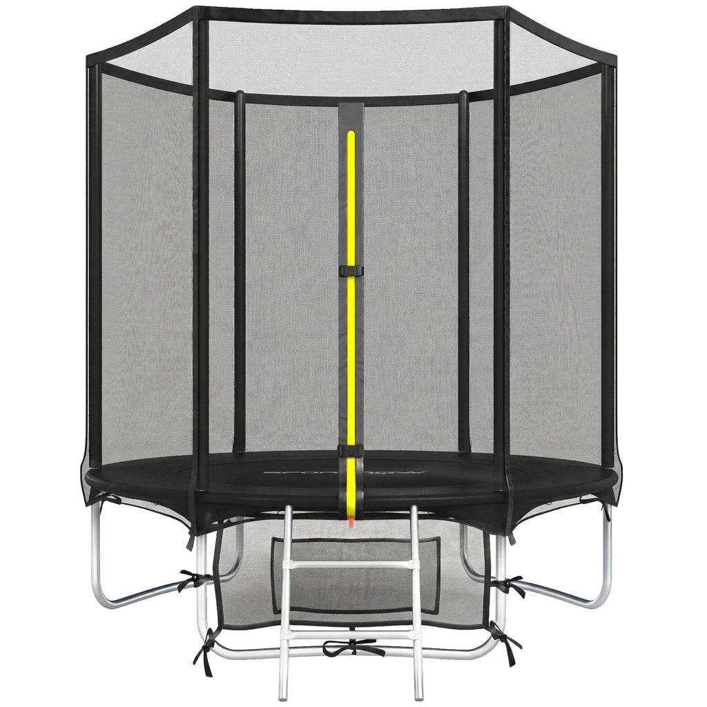 Trampolino Esterno con Rete di Sicurezza e Scala ¨C Zephmum ¨C Nero ?183 cm