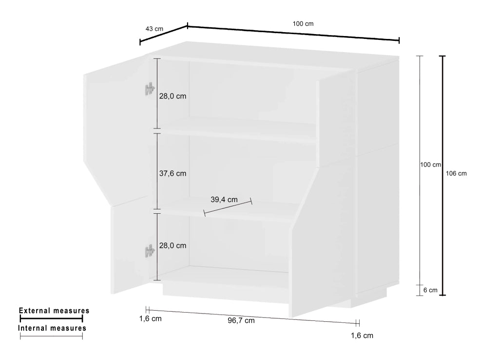 Credenza 100x43cm 2 ante cucina mobile soggiorno moderna antracite e acero pereira Klain Report