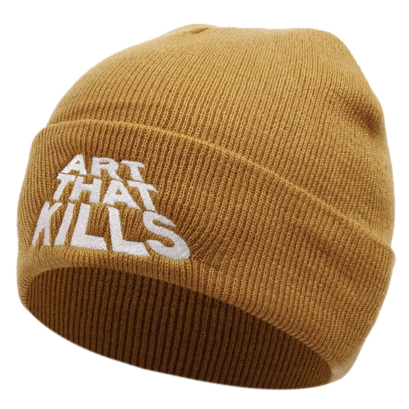 ART THAT KILLS Cappelli lavorati a maglia ricamati Cappelli invernali caldi lavorati a maglia Giallo
