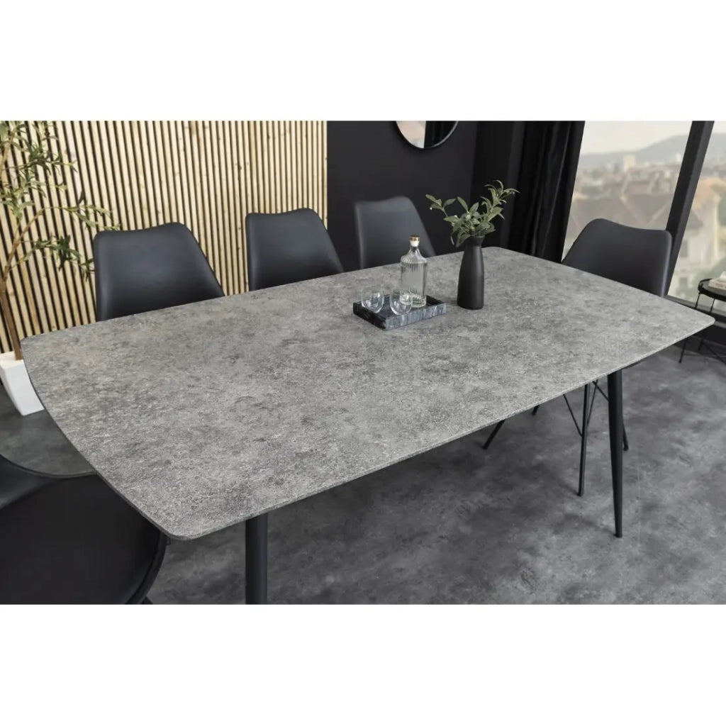 Tavolo da pranzo CALDERO 120 cm – Tavolo contemporaneo in aspetto pietra e metallo