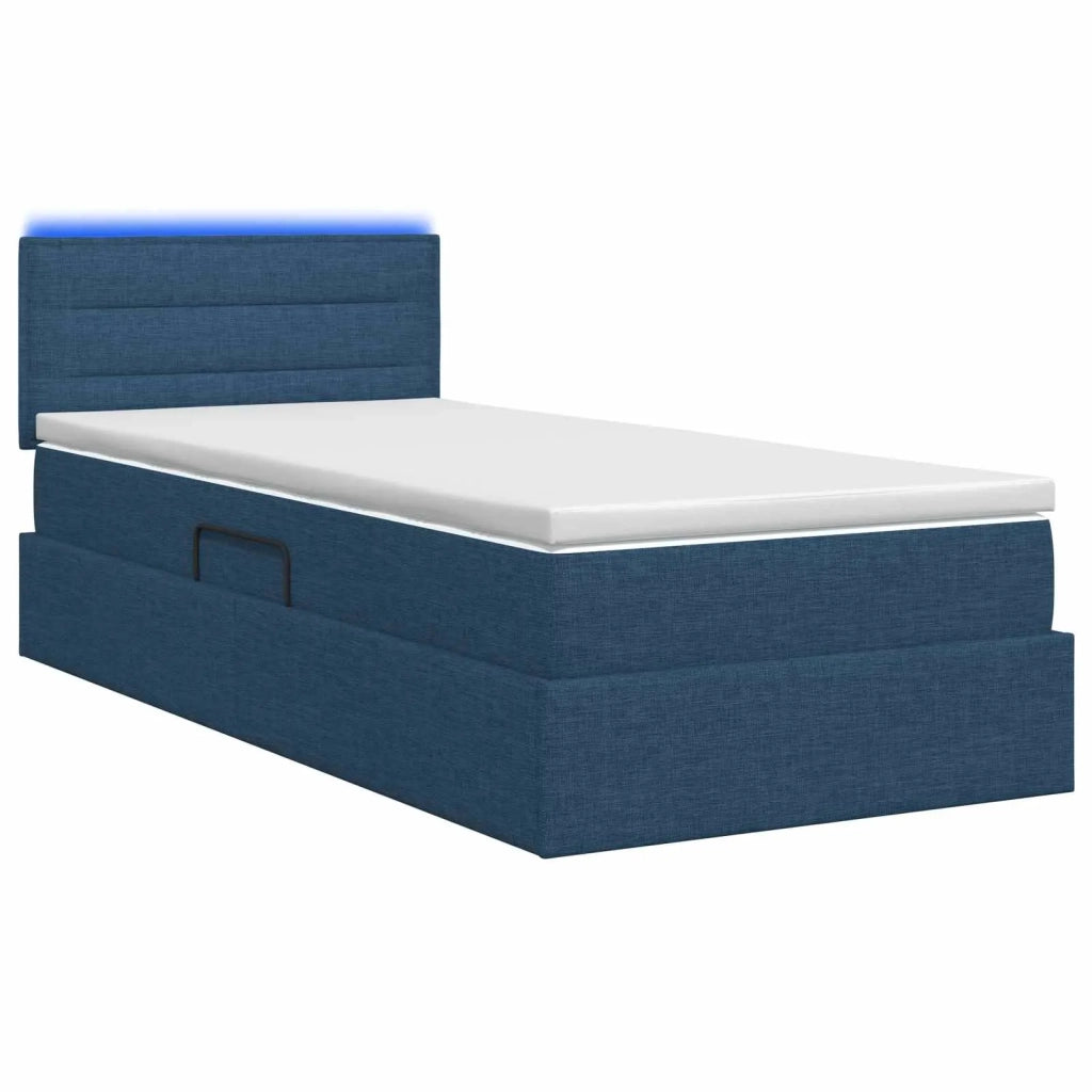 Letto con contenitore LED e materasso Blu 90 x 200 cm Tessuto 3458978
