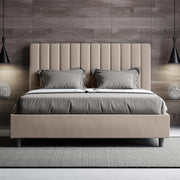 Letto matrimoniale francese senza rete imbottito 140x200 similpelle tortora Agueda