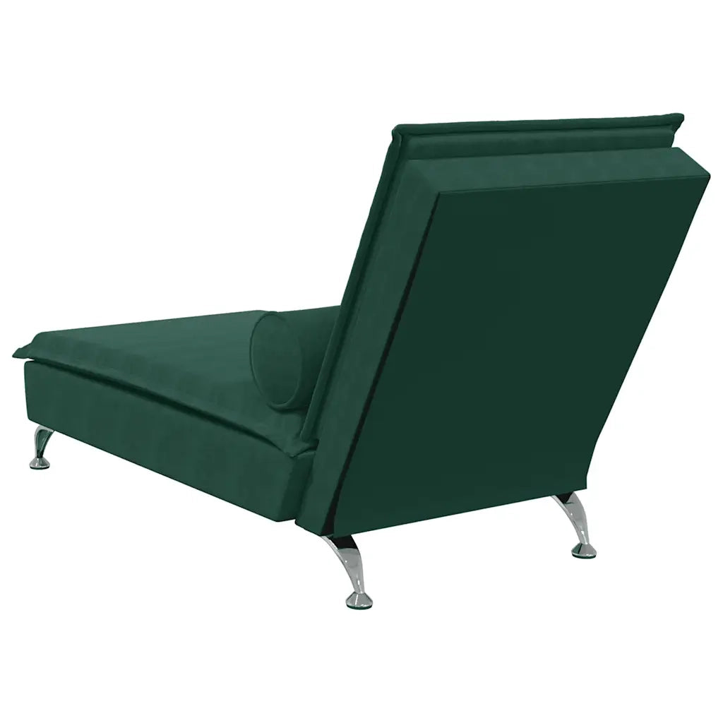 Chaise Longue Massaggi con Capezzale Verde Scuro in Velluto CFW9592668