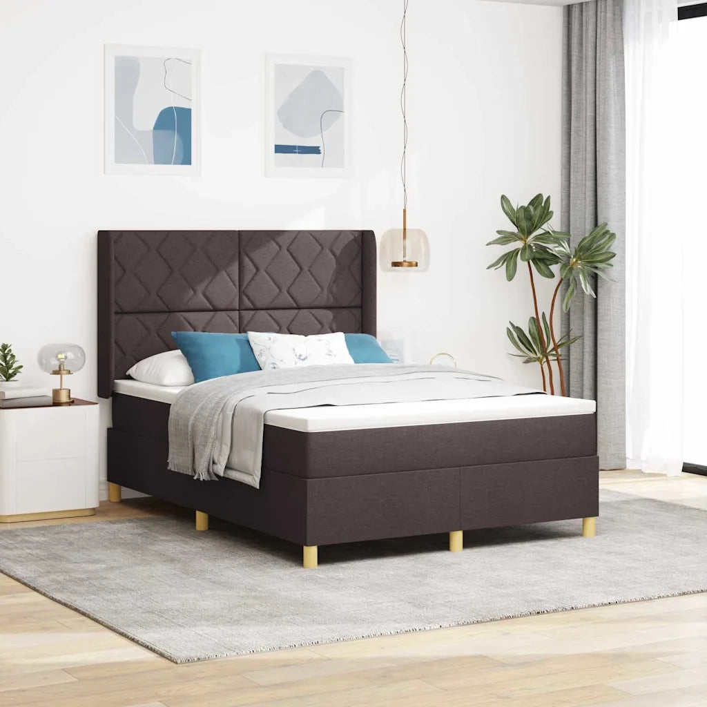 Letto a molle con strisce LED Marrone 160 x 200 cm Tessuto 3343766
