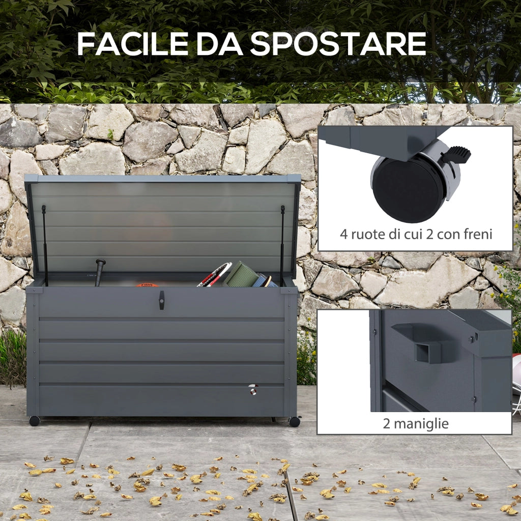Baule da Esterno ¨C Zephmum ¨C Acciaio Zincato Grigio Scuro 120x62x66 cm
