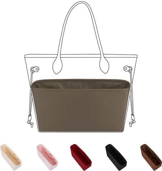 Organizzatore tas per borse da donna, tasca interna in seta per Neverfull PM/MM/GM, organizzatore leggero per borse da donna (Grigio chiaro, GM)