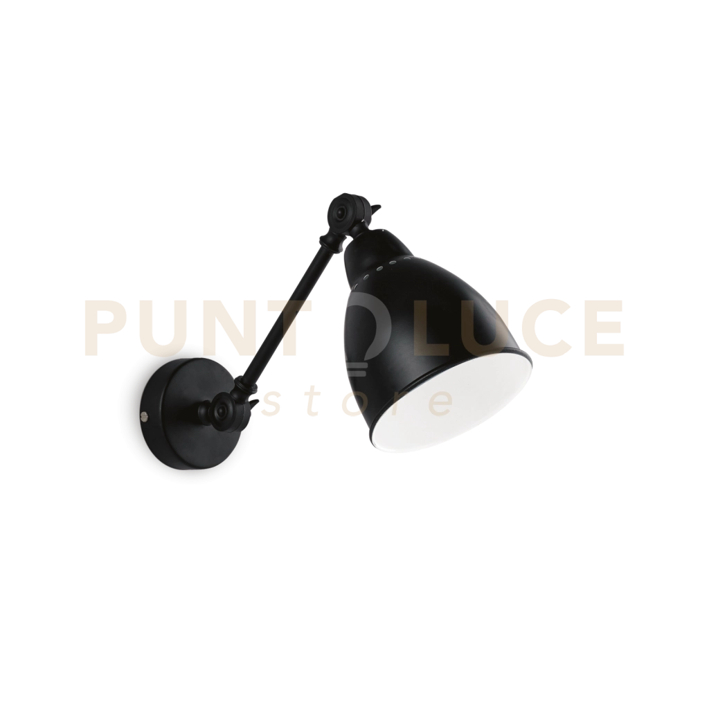 NEWTON APPLIQUE A PARETE NERO 1 LUCE ATTACCO E27 ORIENTABILE