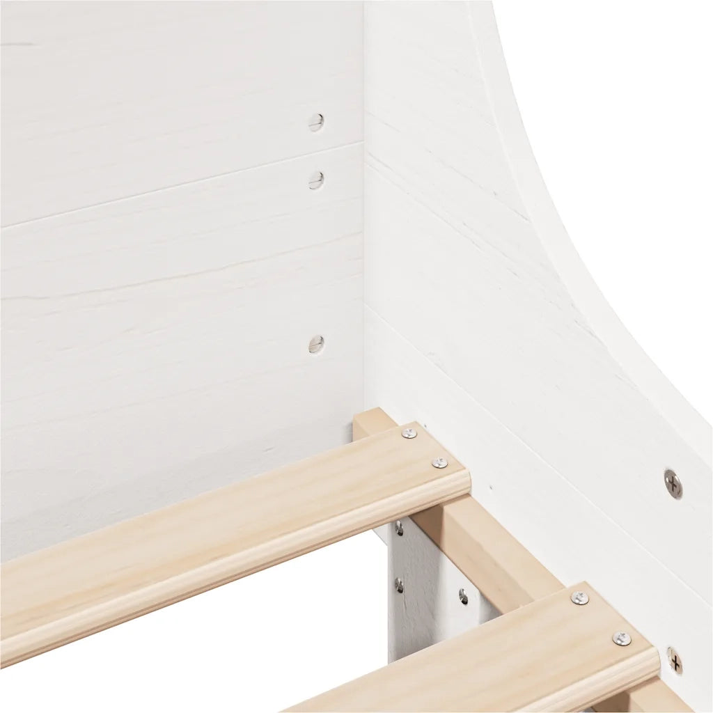 Letto senza Materasso Bianco 75x190 in Legno Massello di Pino 3306484
