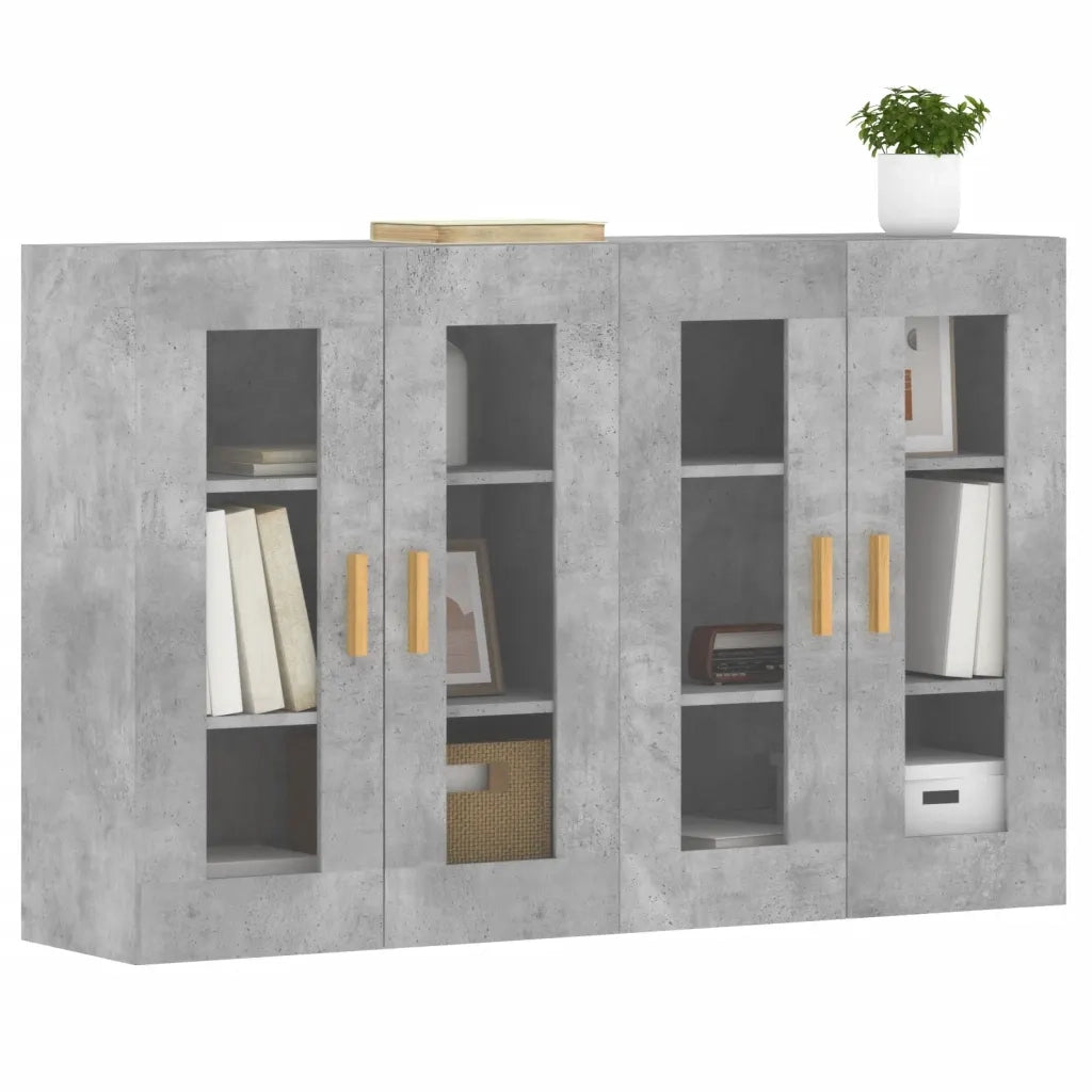 Armadietti a Parete 2 pz Grigio Cemento in Legno Multistratocod mxl 93651