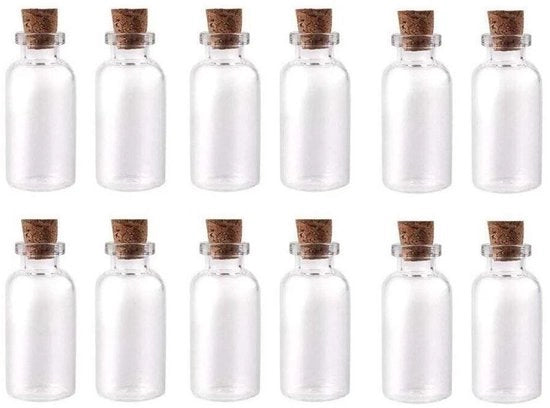 Set di bicchieri in vetro 12 pezzi con tappo decorativo per messaggi e progetti DIY capacità 15 ml leggero