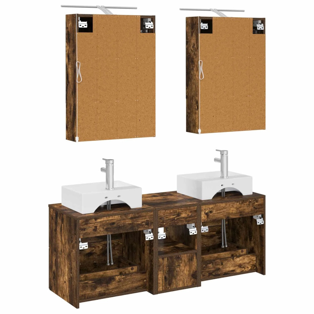 Set di mobili per il bagno 5 pcs Rovere Fumo 3406803