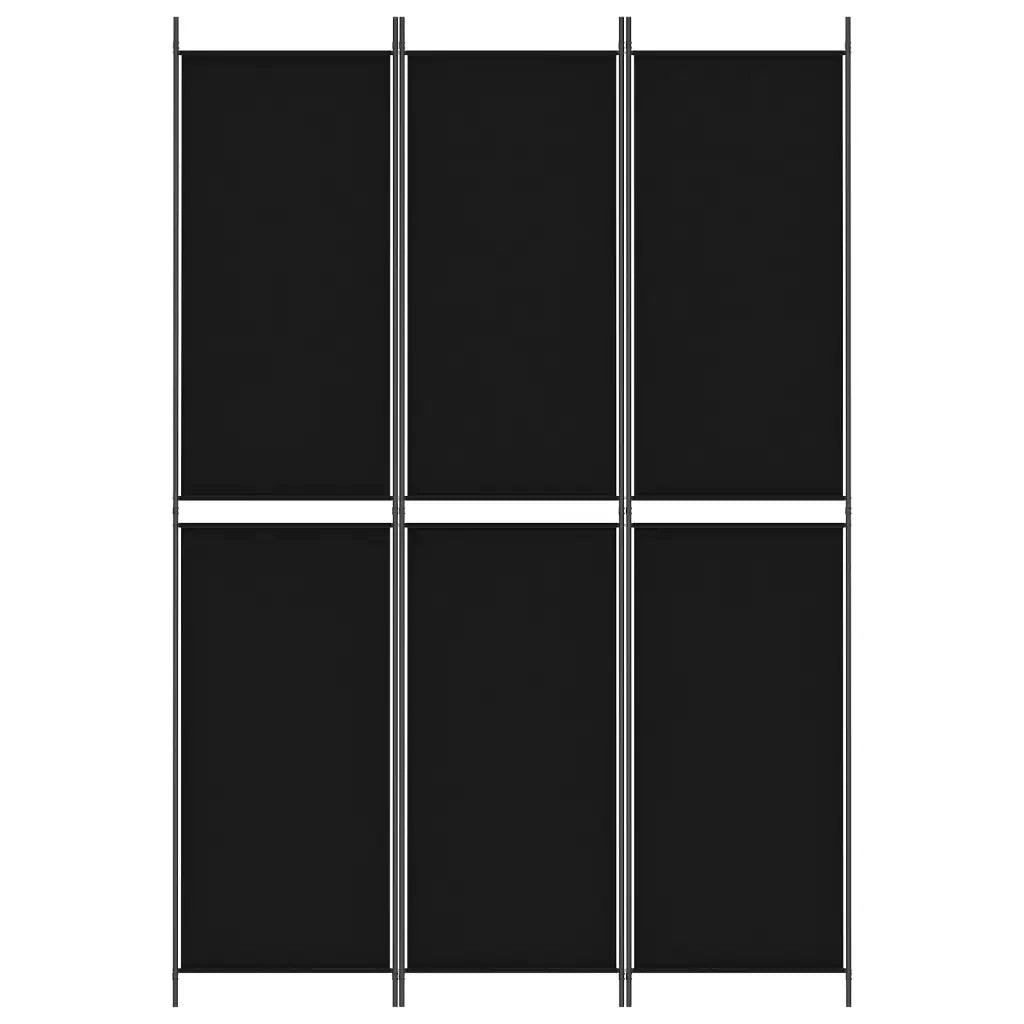 Divisorio a 3 Pannelli Nero 150x220 cm in Tessuto 350245